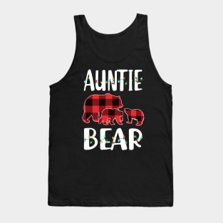 Aunt Bear Red Plaid Christmas Pajama Matching Family Gift Tank Top